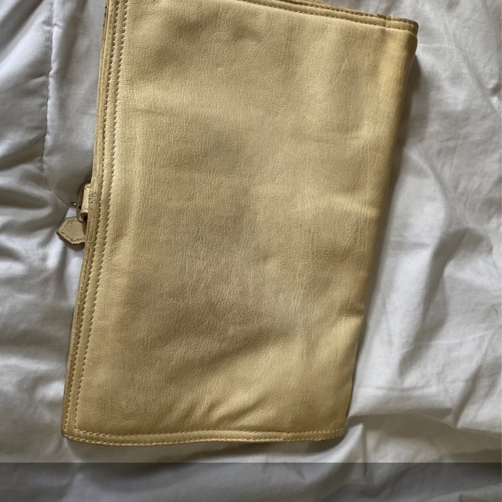 Vintage Balenciaga Cream/Tan Leather Clutch - Picture 6 of 9